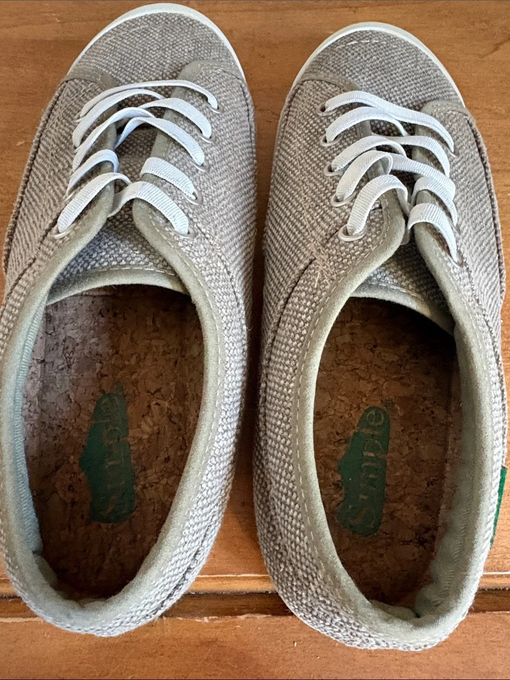 Simple Tan Cork-Textured Insole Casual Slip On Sneakers Size 8